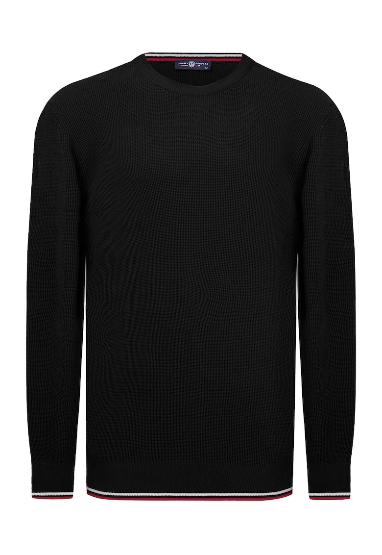 Pulover din bumbac cu decolteu la baza gatului