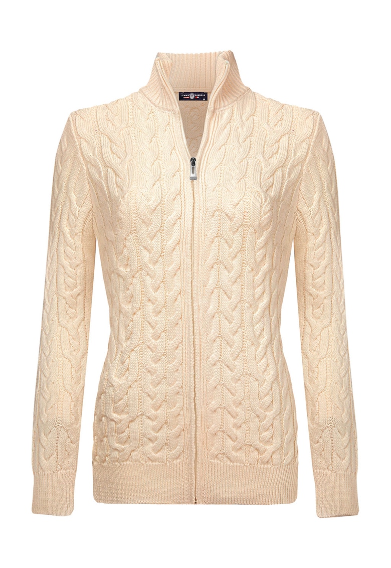 Cardigan cu model torsade si fermoar