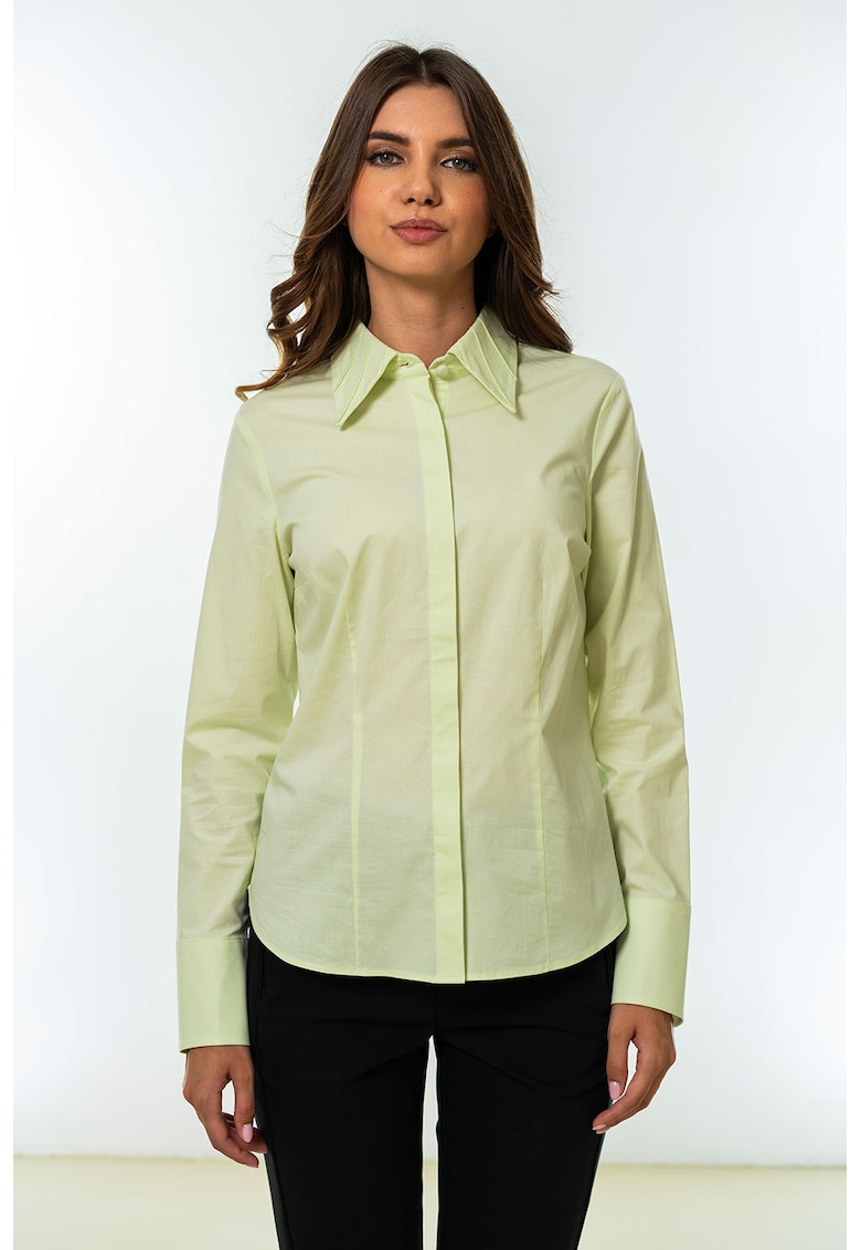 Camasa cambrata cu maneci lungi Rosella - Verde pal