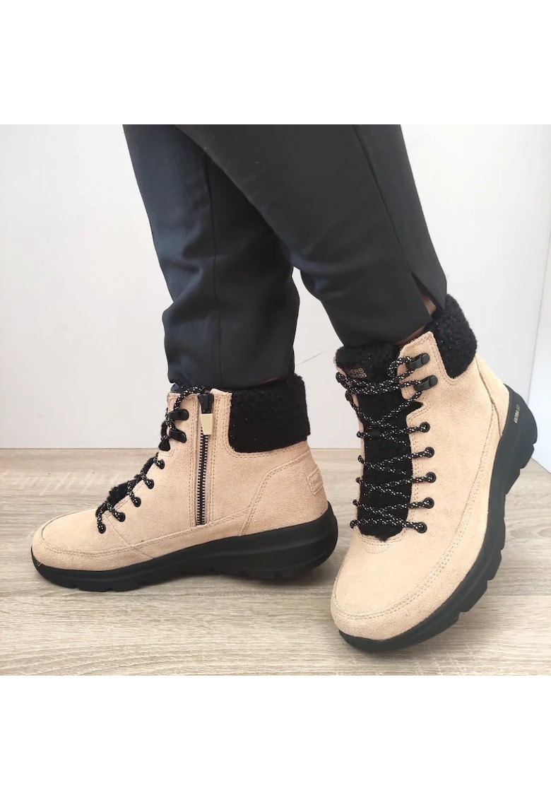 Ghete casual dama piele naturala intoarsa - bej -