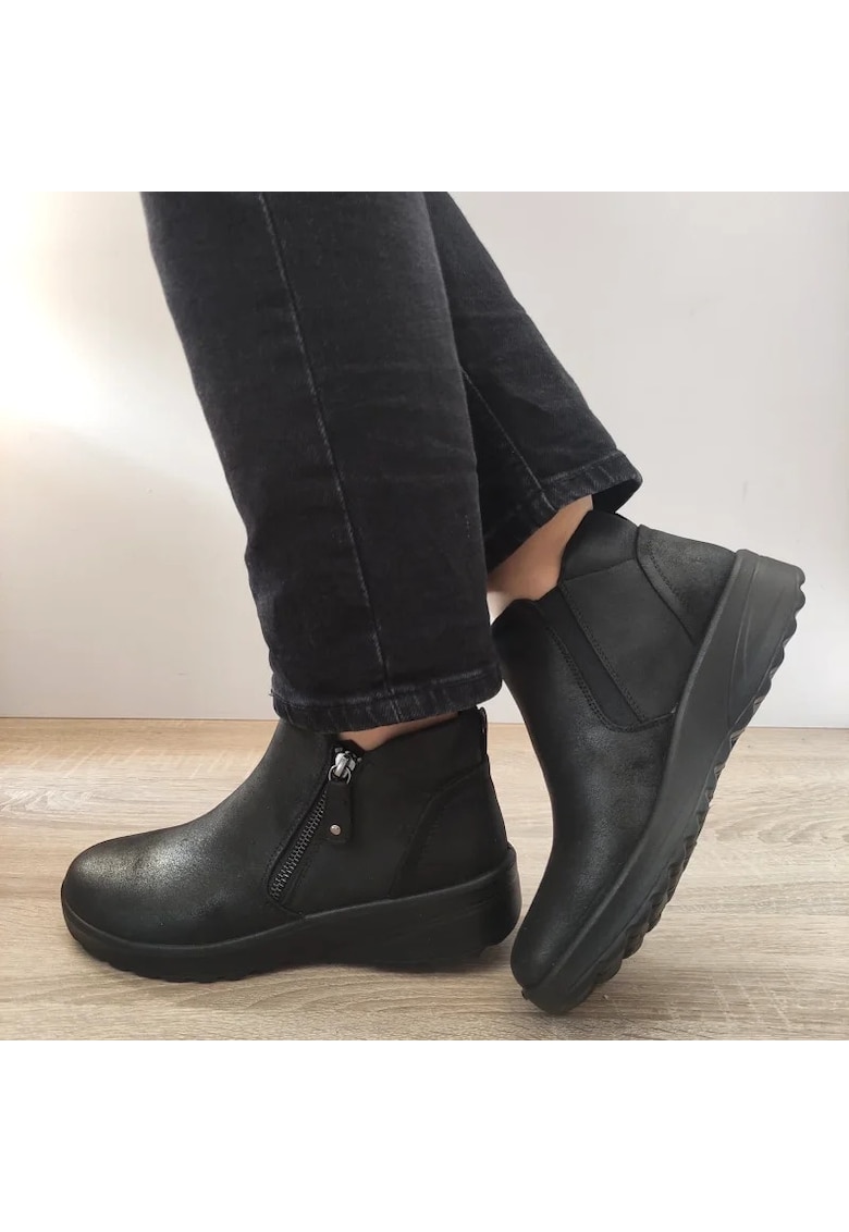 Skechers Ghete casual dama piele ecologica - negru - Negru
