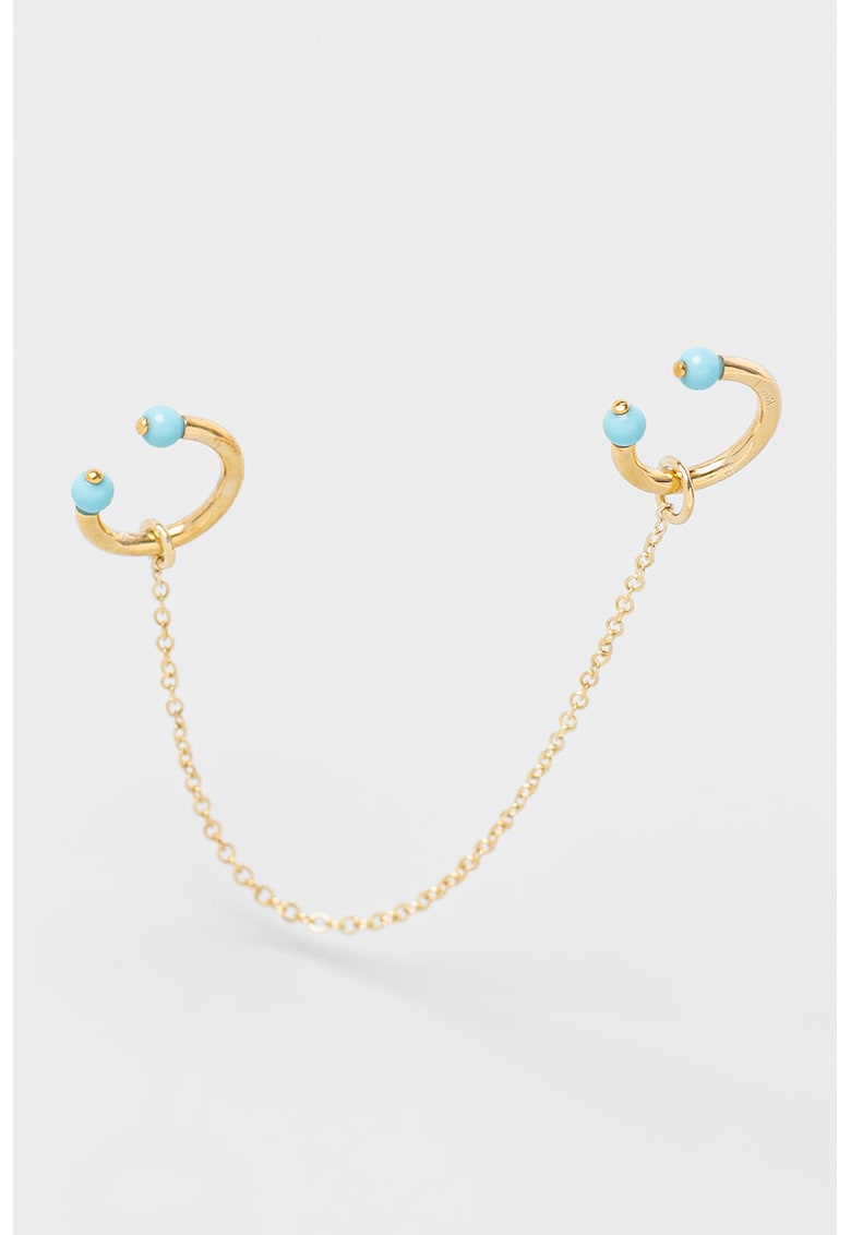 Cercei de lant - cu tija - placati cu aur de 18K