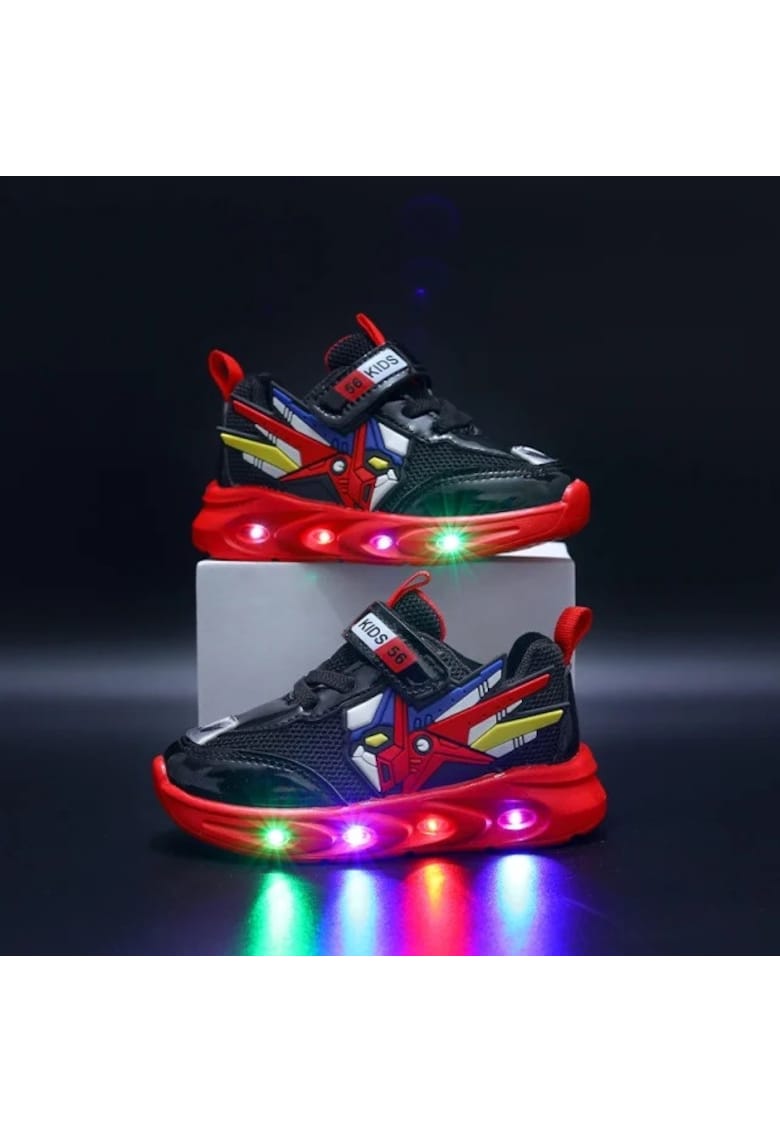 Pantofi Sport Cu Luminite - Model Robot - Casual - Piele ecologica - Baieti - Siret - Velcro