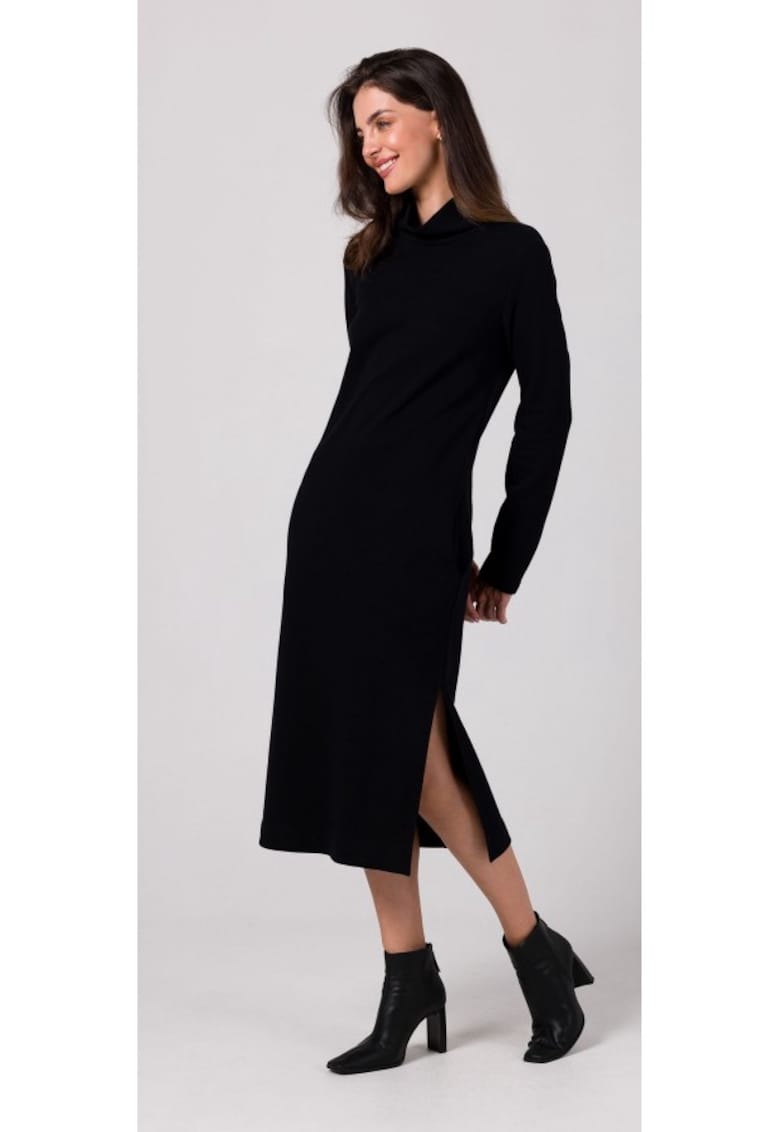 Rochie cu guler inalt - Negru -