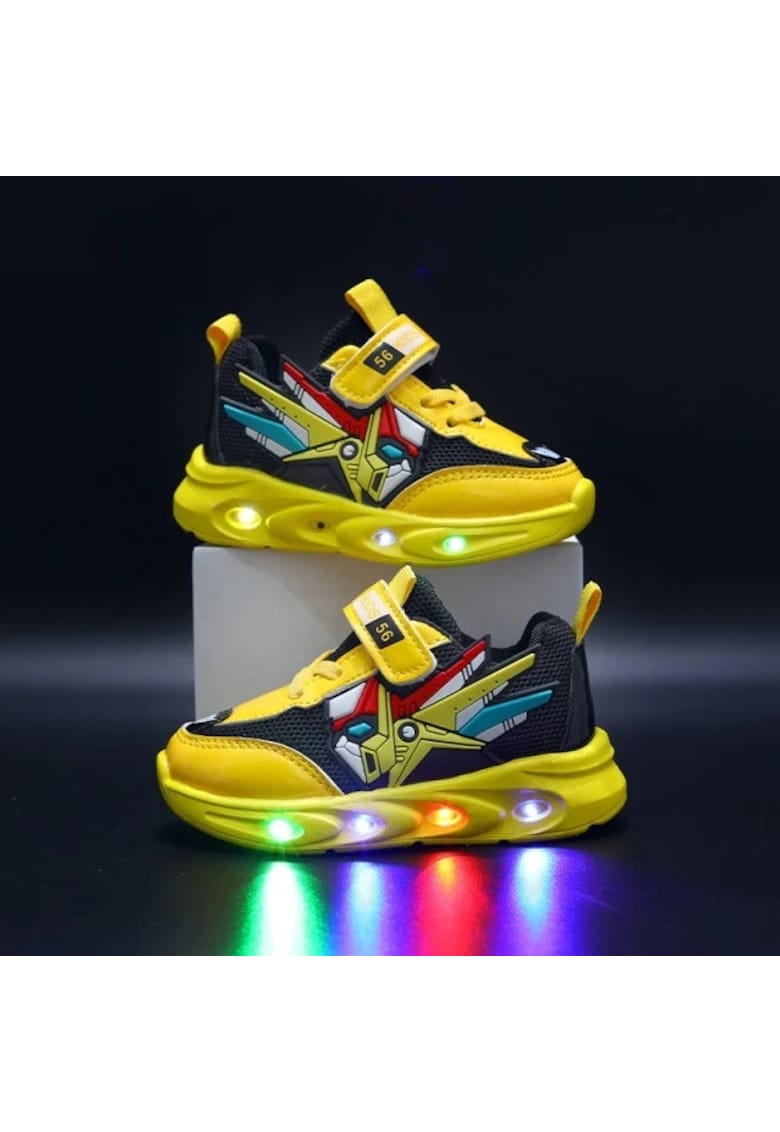 Pantofi Sport Cu Luminite - Model Robot - Casual - Piele ecologica - Baieti - Siret - Velcro