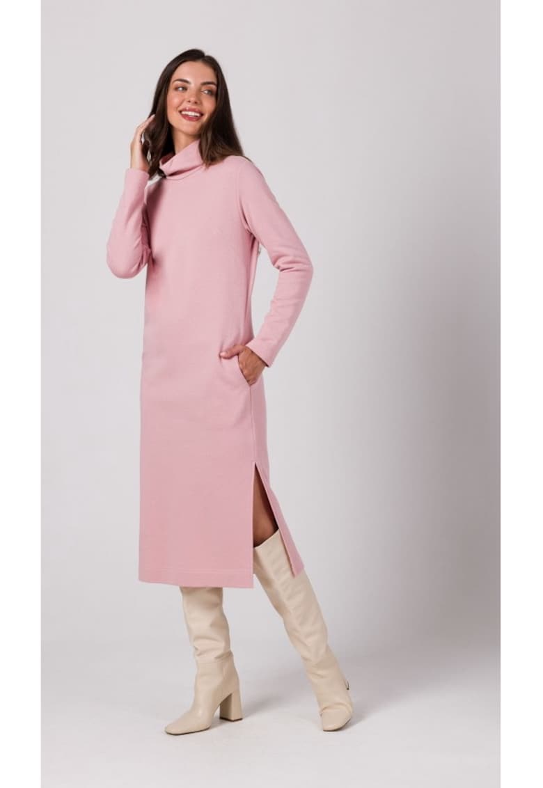 Rochie cu guler inalt - Roz