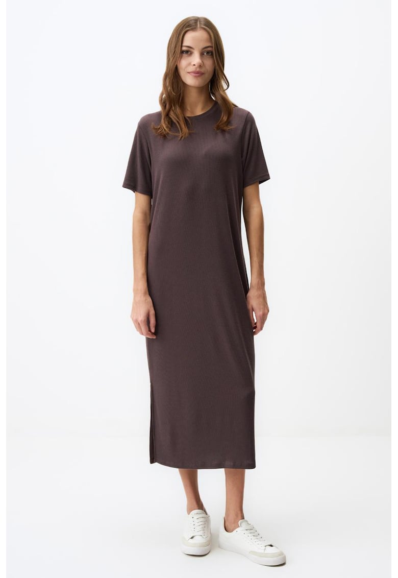 Rochie-tricou midi cu decolteu la baza gatului