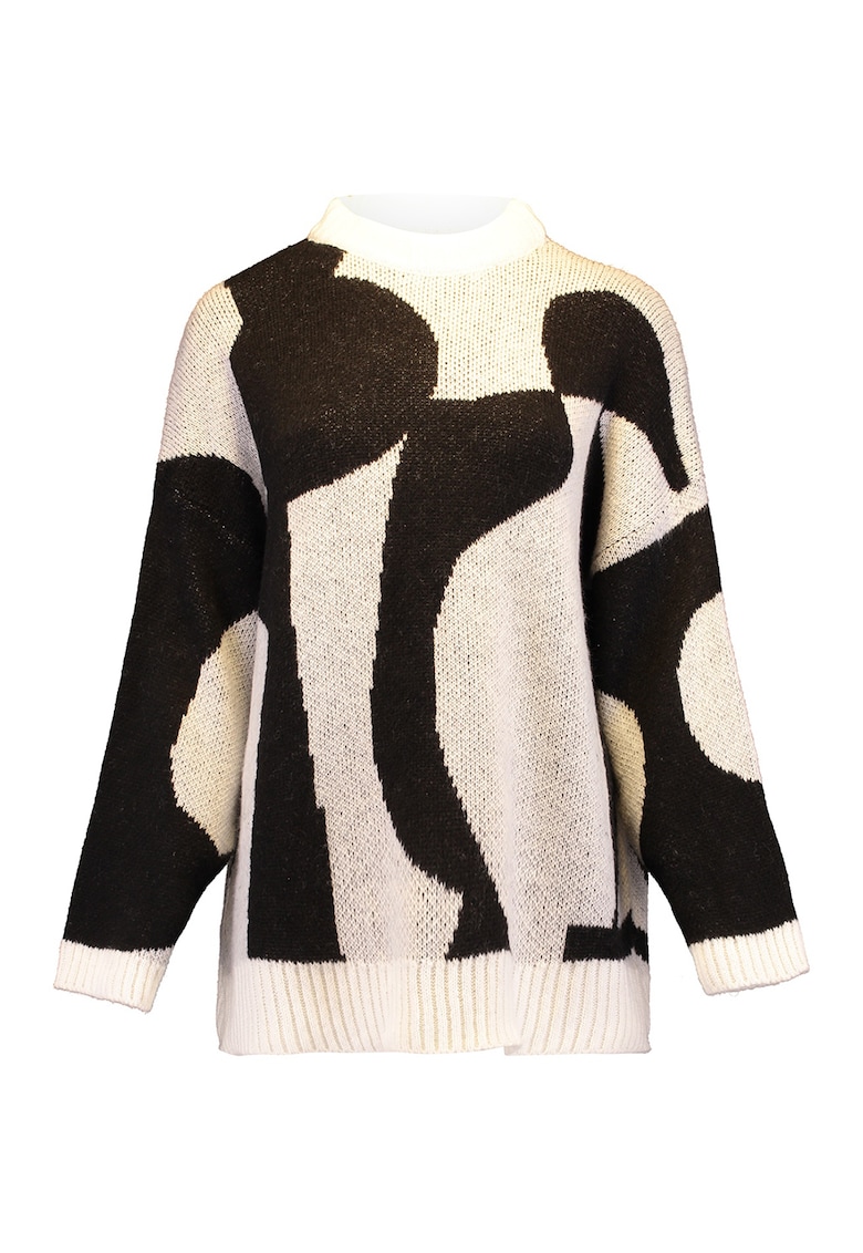 Pulover tricotat cu imprimeu geometric Pulover tricotat cu imprimeu geometric