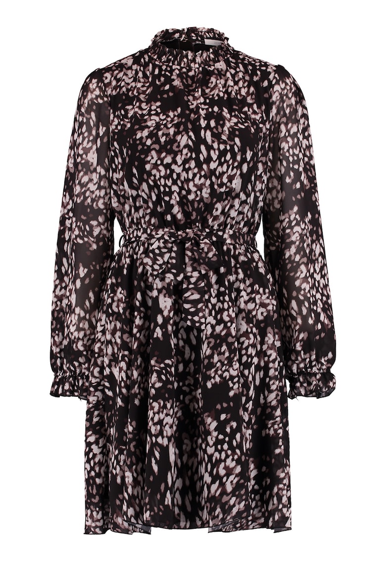 Rochie evazata cu model si cordon in talie