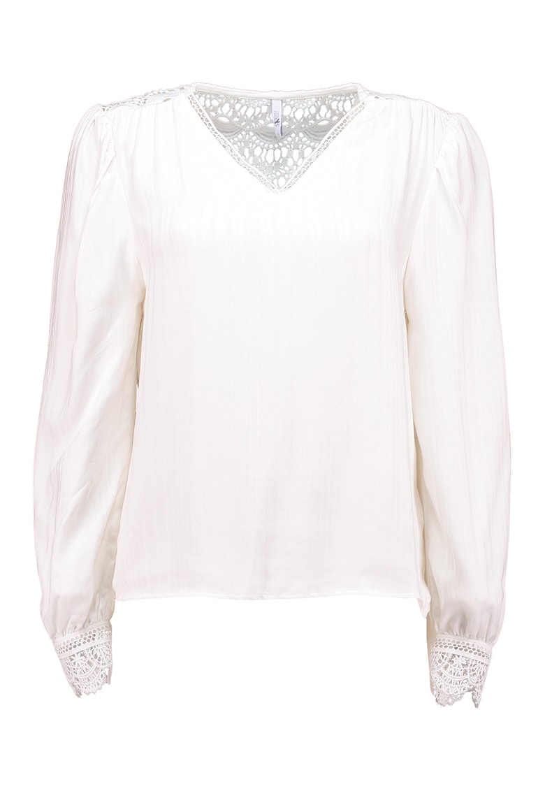 Bluza cu decolteu in V si garnituri din dantela
