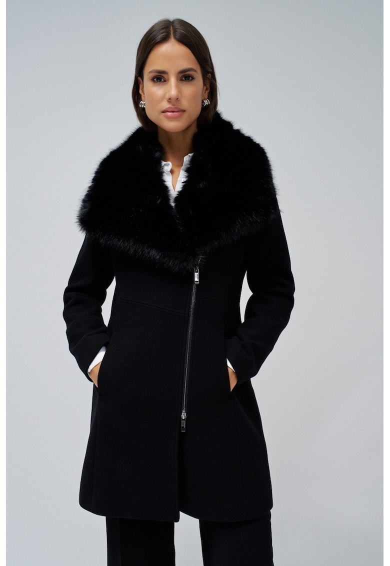 Haina din amestec de lana cu guler din amestec de lana sintetica Grace