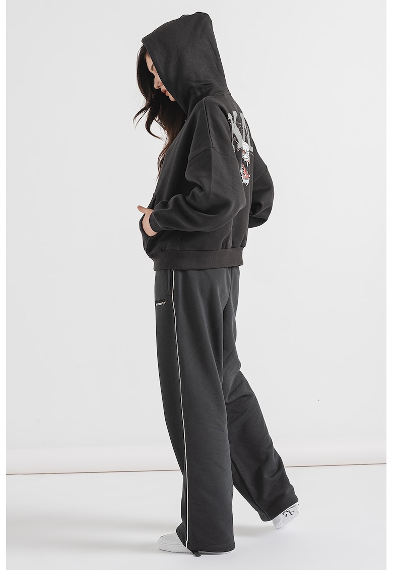 Hanorac din fleece cu model grafic pe partea din spate