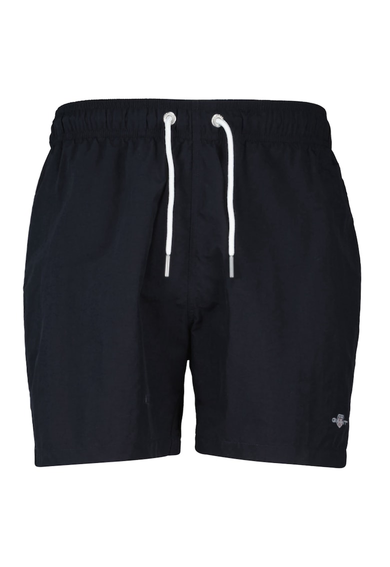 Pantaloni scurti de baie cu model uni si talie ajustabila