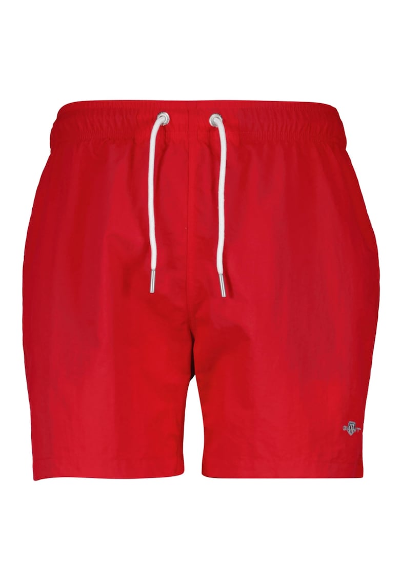 Pantaloni scurti de baie cu model uni si talie ajustabila