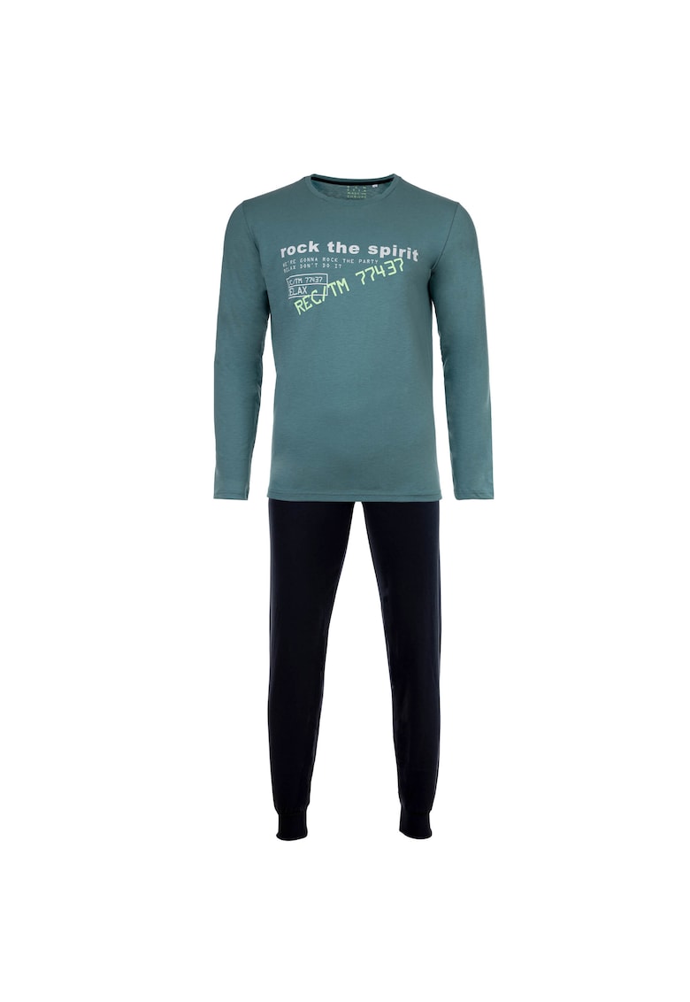 Pijama cu pantaloni lungi si imprimeu text