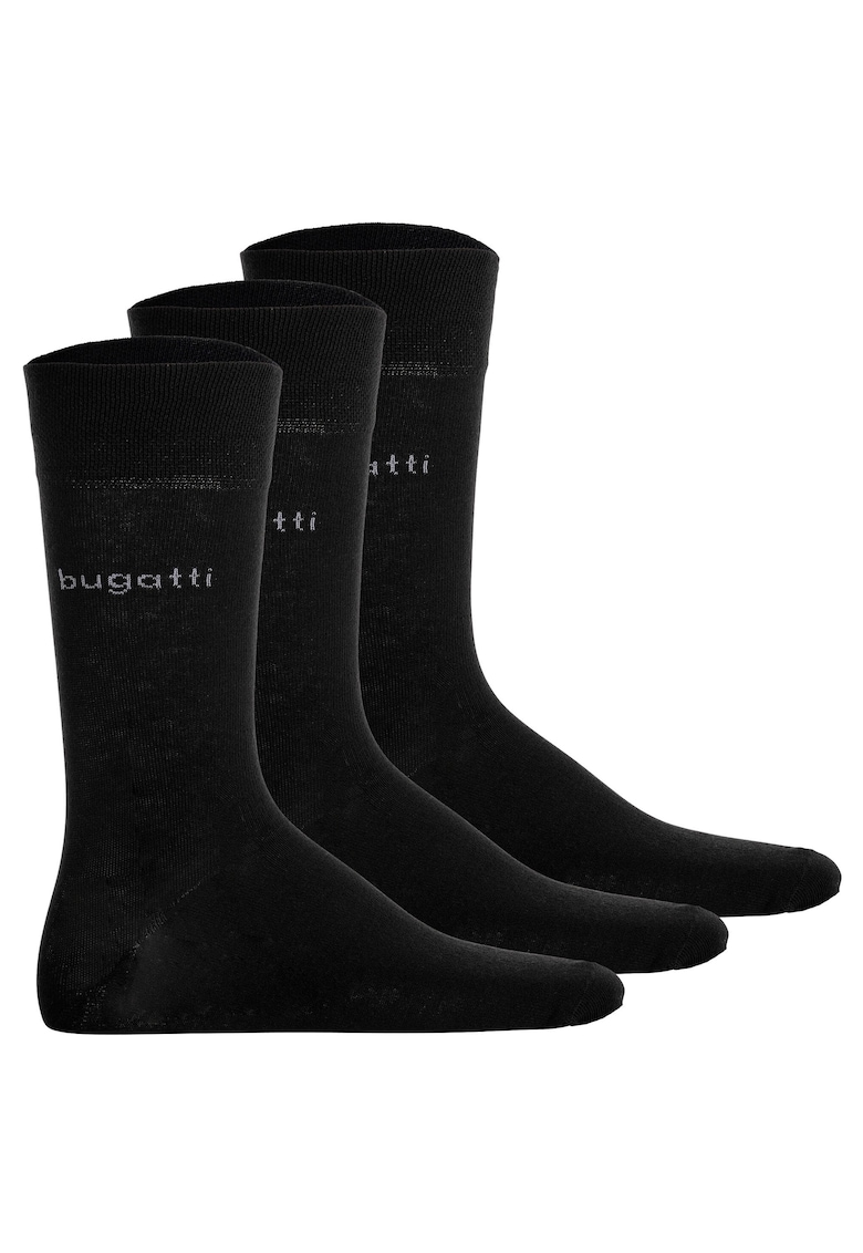 Set de sosete lungi cu detalii logo - 3 perechi - Negru