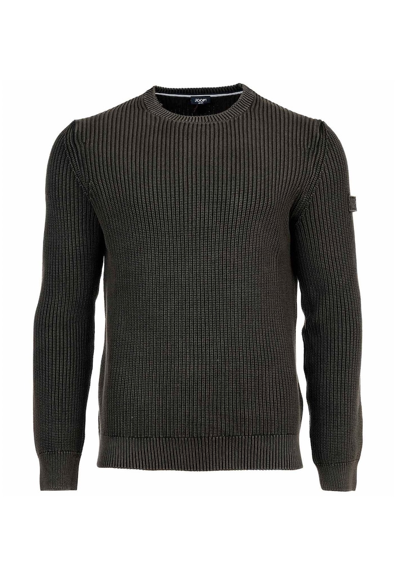 Pulover striat din bumbac - Verde inchis