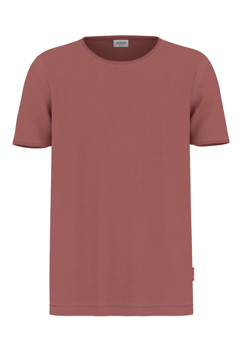 Tricou cu decolteu la baza gatului si model uni - Rosu