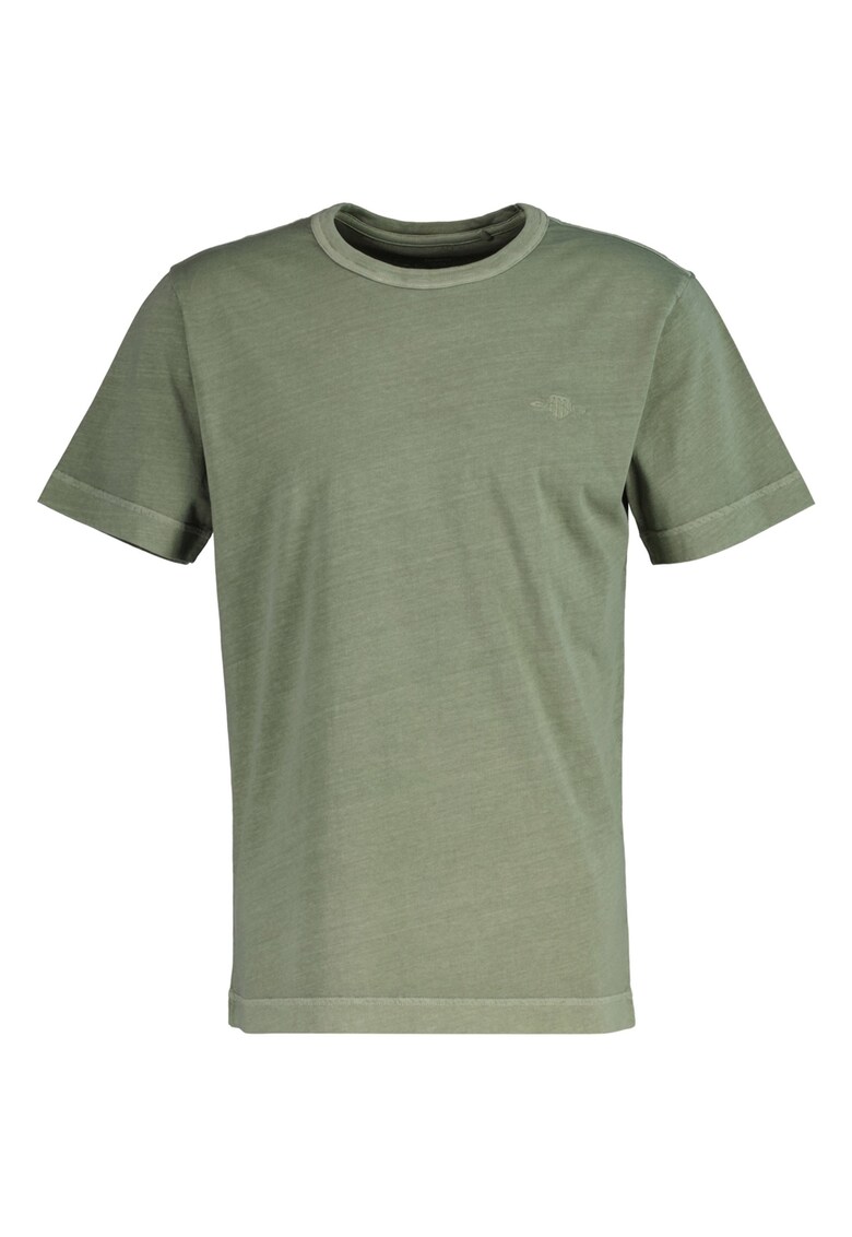 Tricou din bumbac cu decolteu la baza gatului si broderie logo discreta - Verde