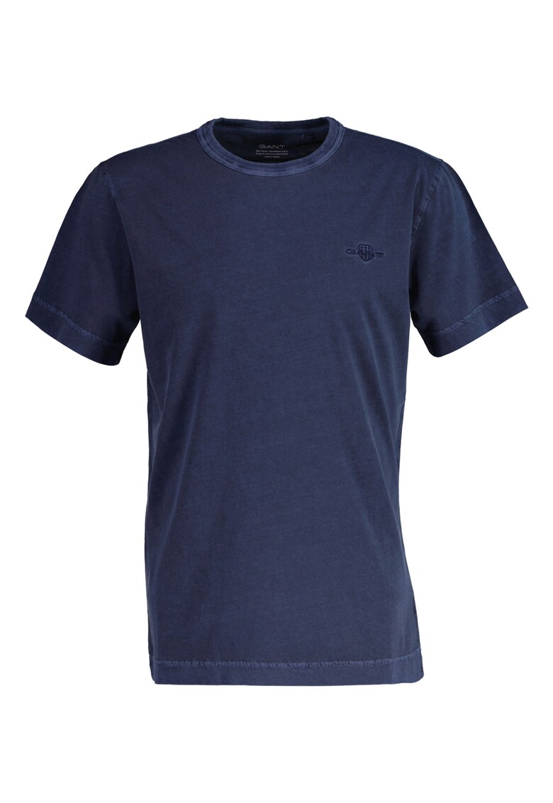 Tricou din bumbac cu decolteu la baza gatului si broderie logo discreta