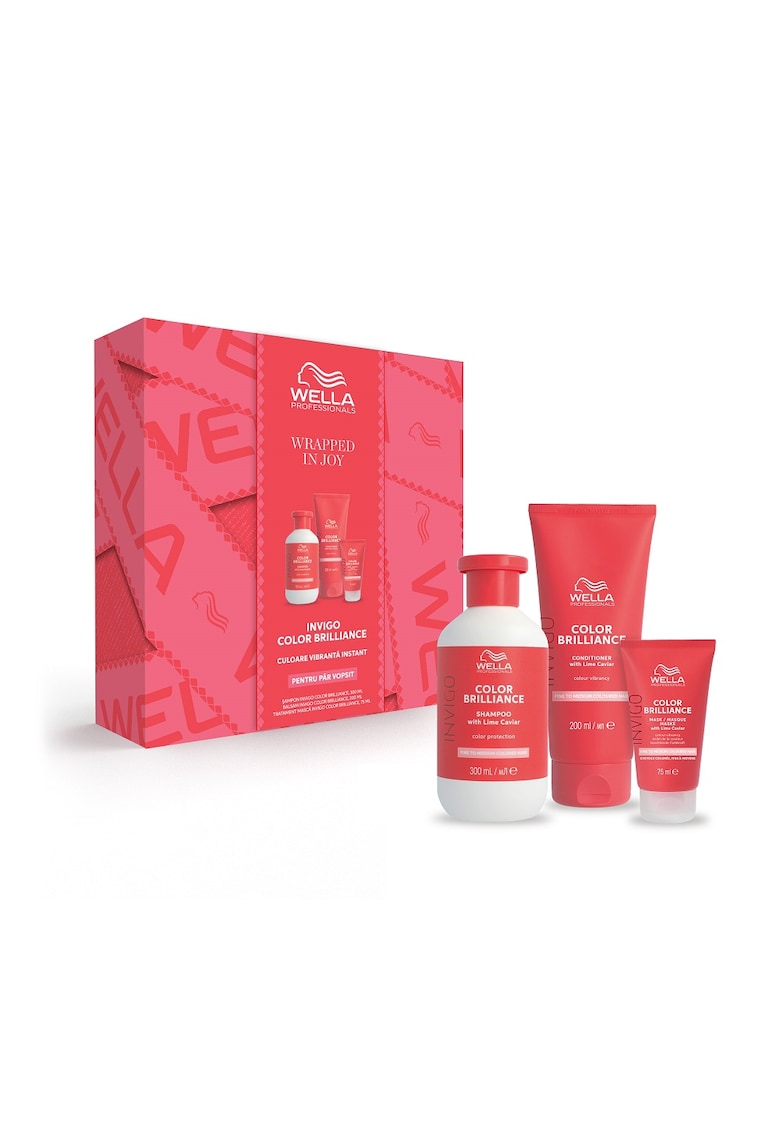 Set profesional in editie limitata  Invigo Color Brilliance de mentinere a culorii pentru par vopsit fin/normal: Sampon - 300 ml + Balsam - 200 ml + Masca de par - 75 ml