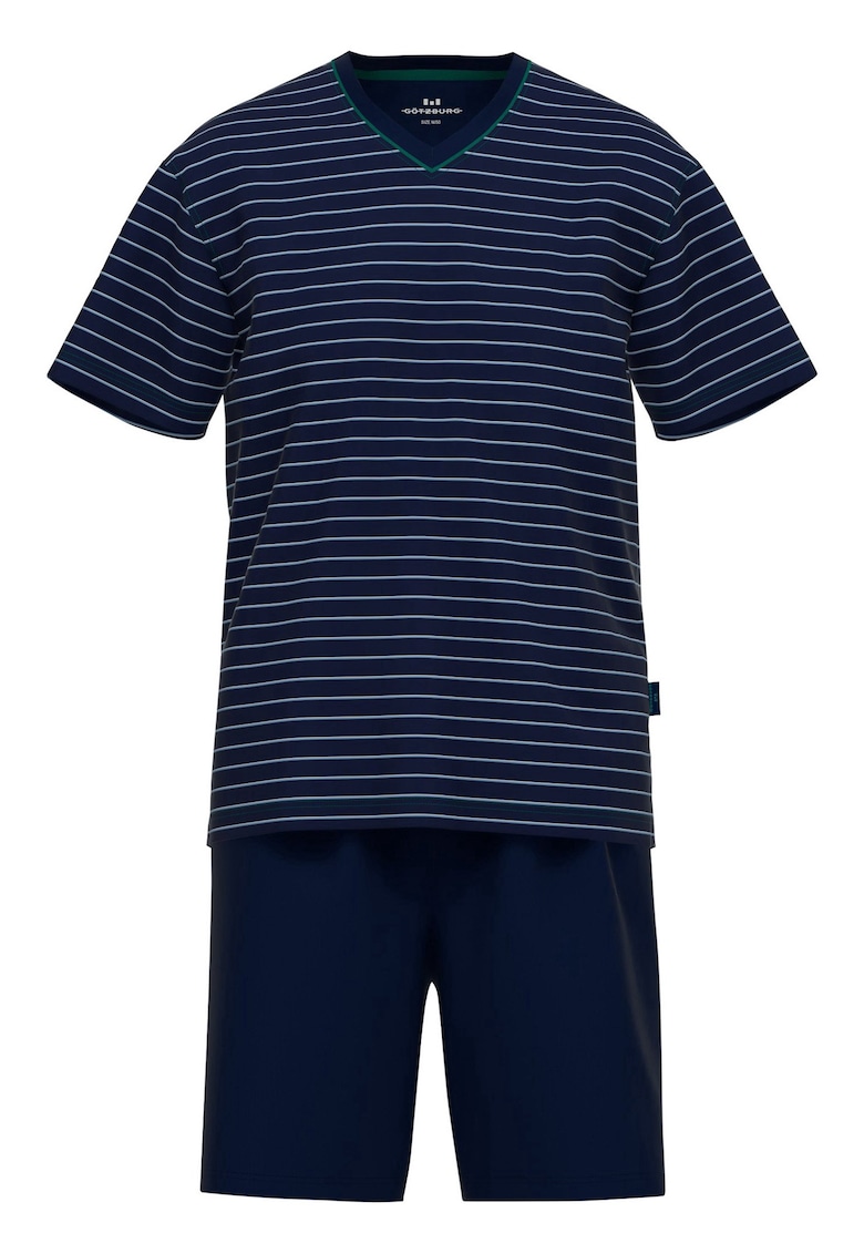 Pijama cu decolteu in V si maneci scurte Pijama cu decolteu in V si maneci scurte