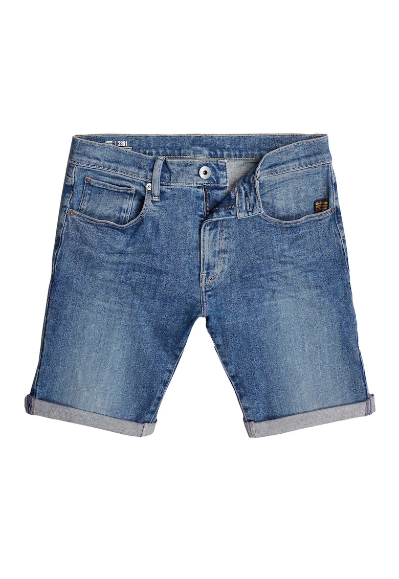 - Pantaloni scurti slim-fit din denim cu aspect decolorat