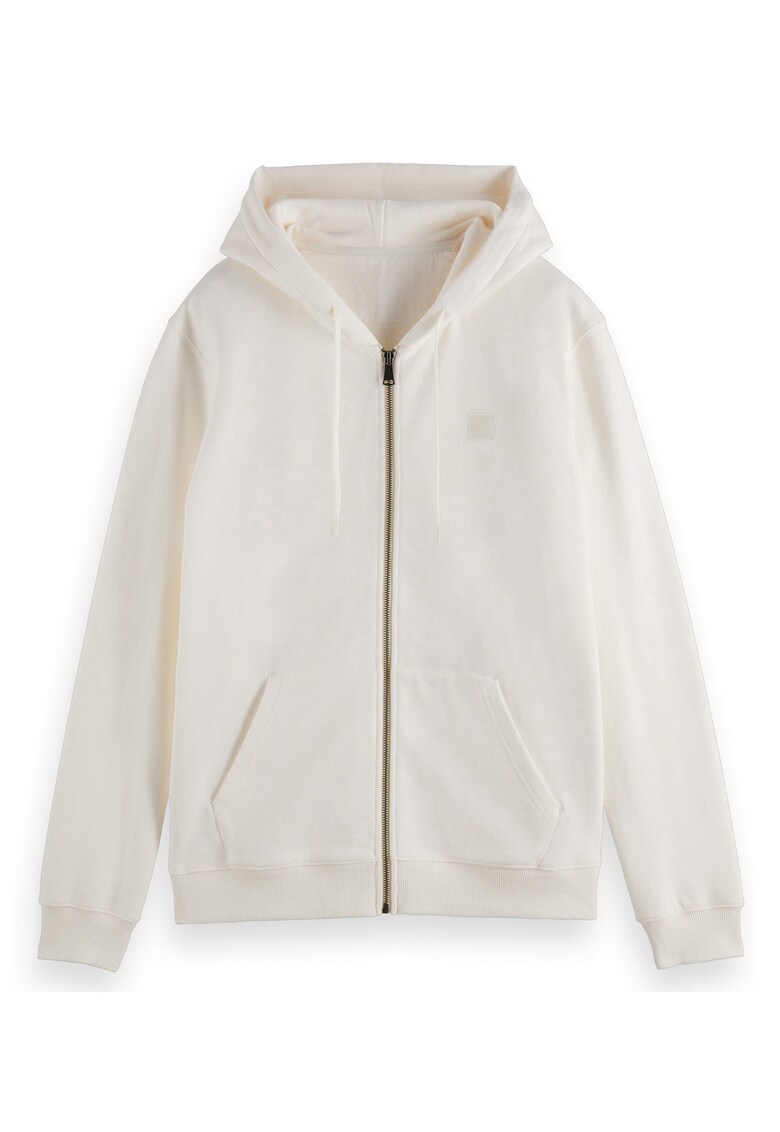 Hanorac regular-fit cu fermoar si buzunare oblice - Alb