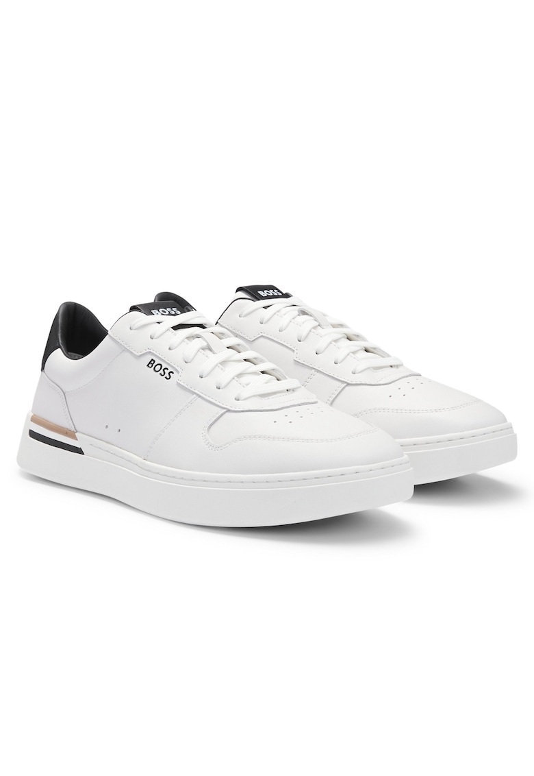 Pantofi sport din piele cu logo - Alb