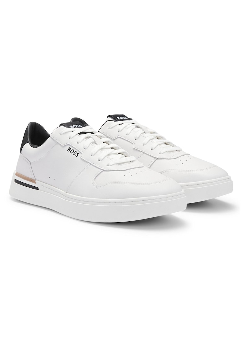 Pantofi sport din piele cu logo - Alb