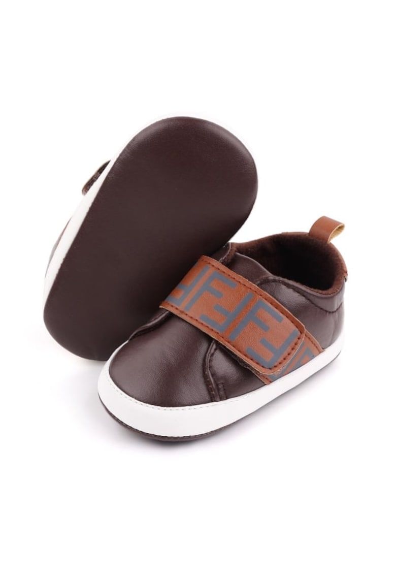 Pantofi Cu Bareta Lata Cu Arici - Casual - Piele ecologica - Baieti - Velcro - Maro