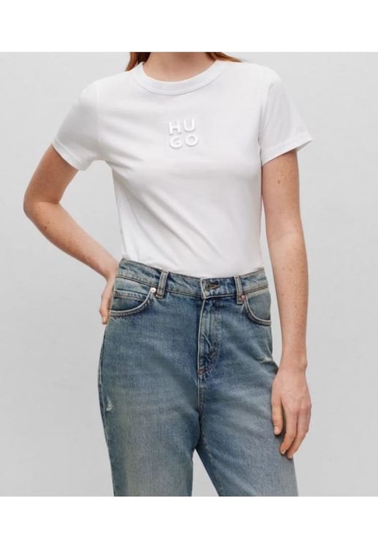 Hugo Tricou slim cu logo iesit in relief