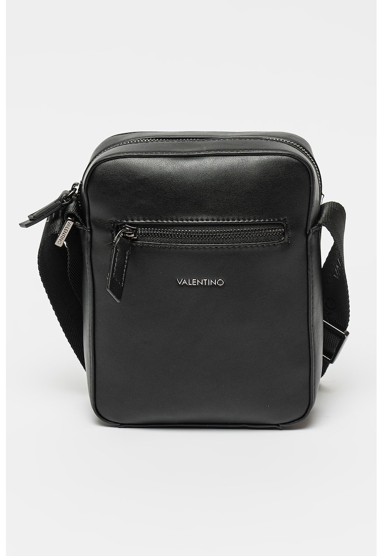 Geanta crossbody de piele ecologica cu buzunar exterior cu fermoar Horizon - Negru