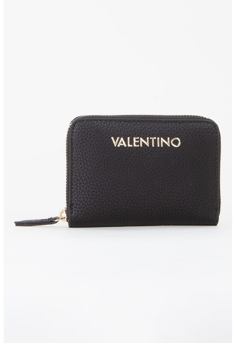 Portofel de piele ecologica cu fermoar Alexia - Negru