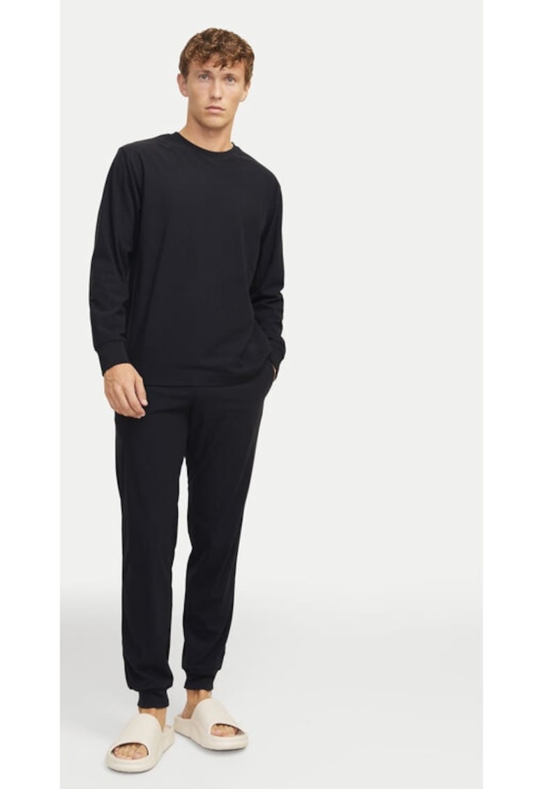 Pijama barbati - Solid 12268536 - Negru - Poliester