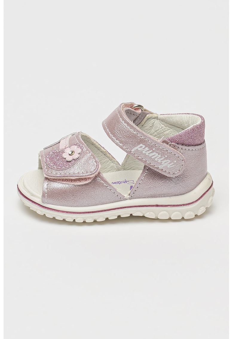 Sandale din piele ecologica cu aplicatie in forma de floare