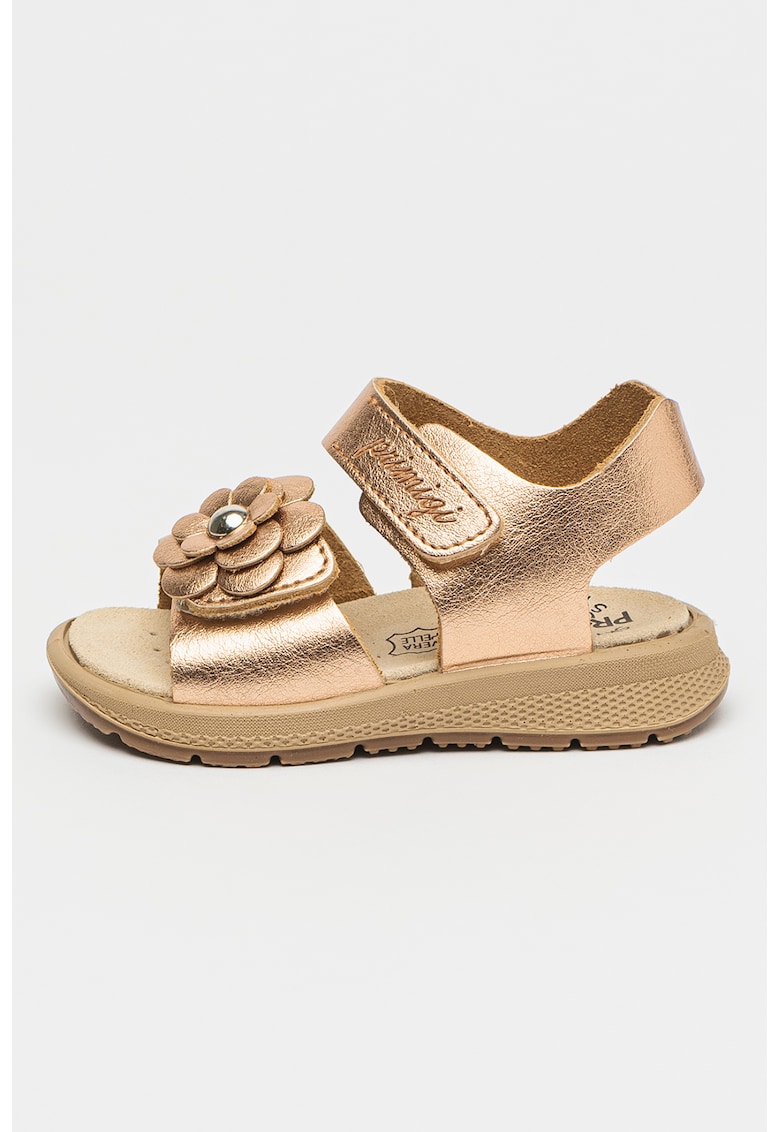 Sandale cu velcro si aplicatie floare