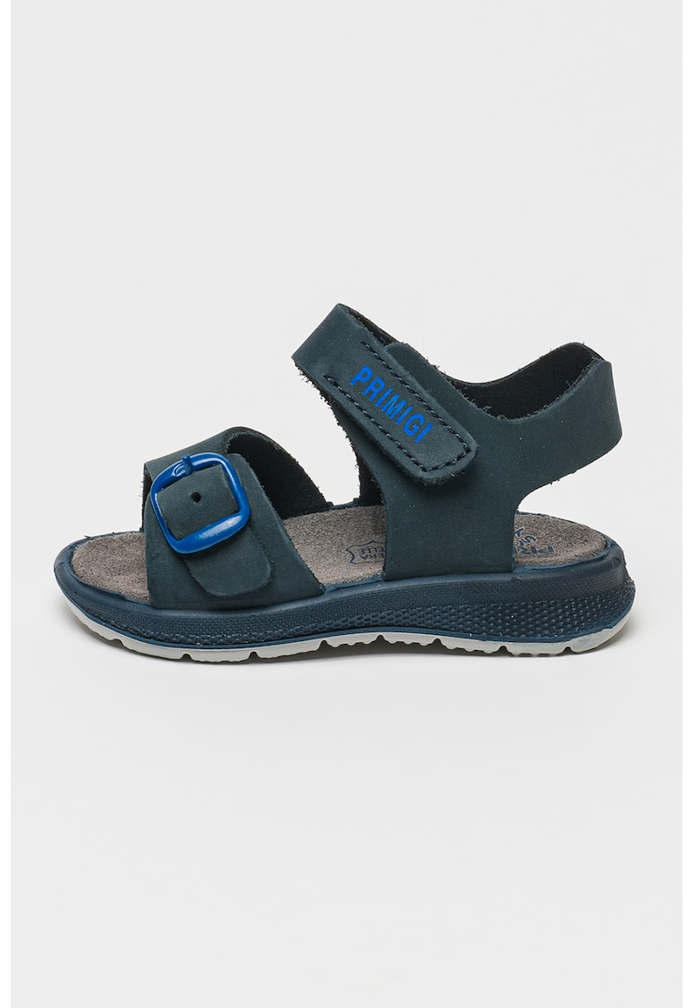 Sandale din piele cu logo - Bleumarin