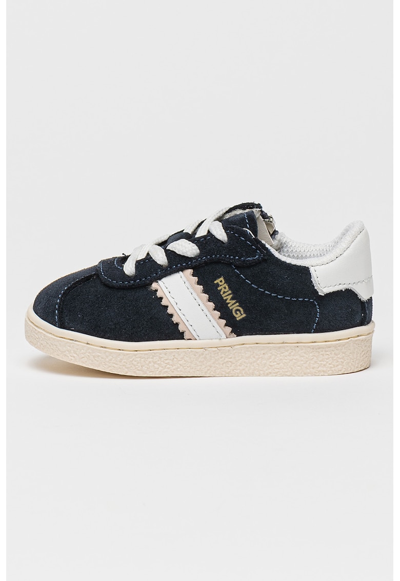 Pantofi sport cu talpa wedge si detaliu logo - Alb/Bleumarin