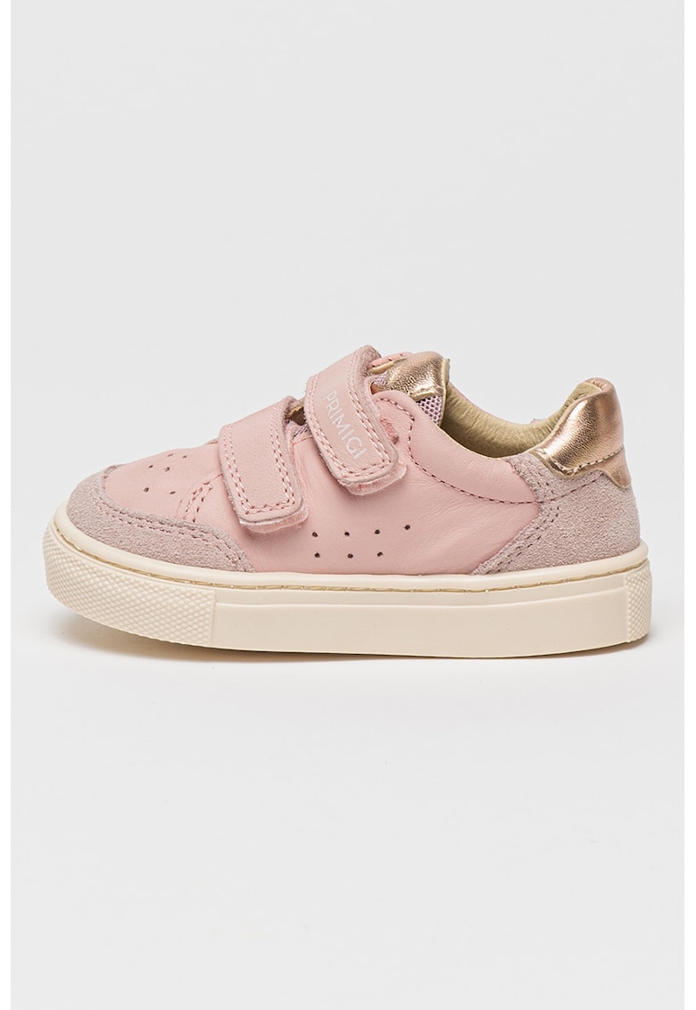 Pantofi sport din piele si piele intoarsa cu inchidere velcro