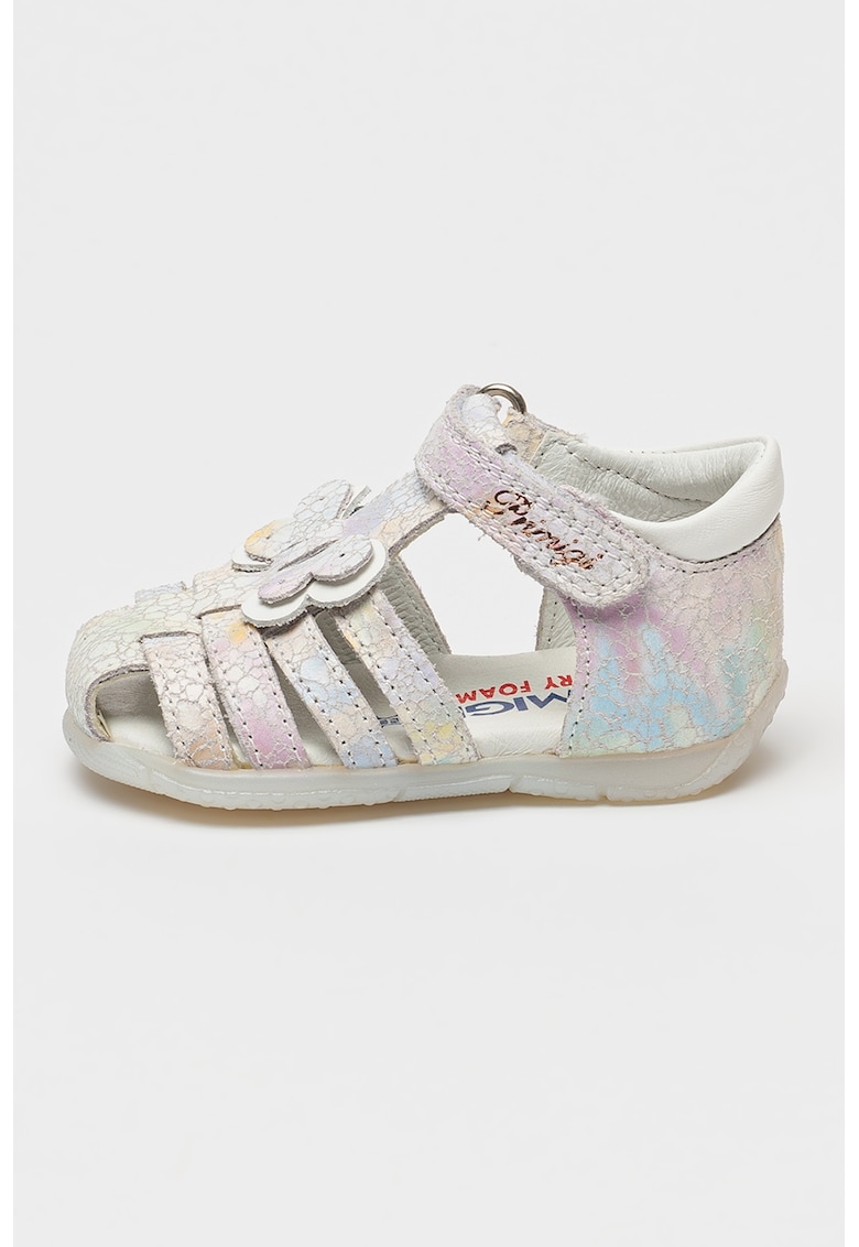 Sandale din piele intoarsa cu velcro si imprimeu