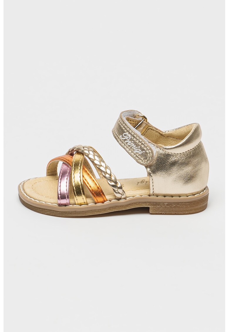 Sandale flatform cu velcro - Auriu/Portocaliu/Roz