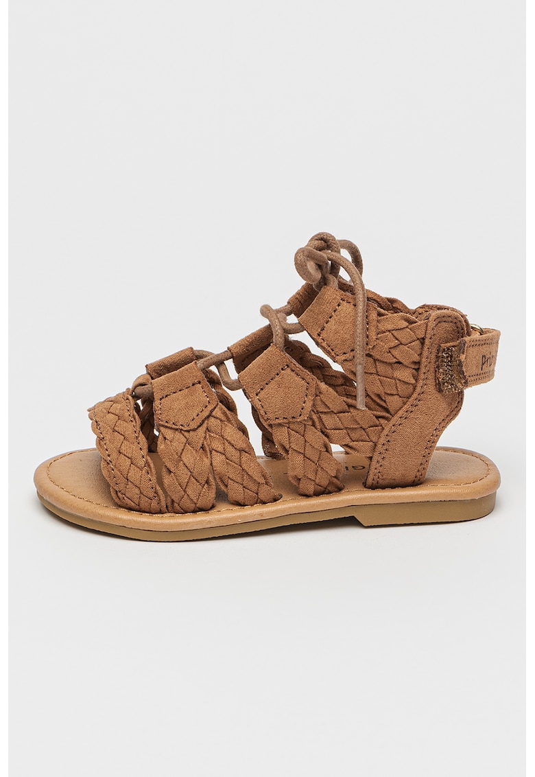 Sandale gladiator cu velcro - Maro inchis