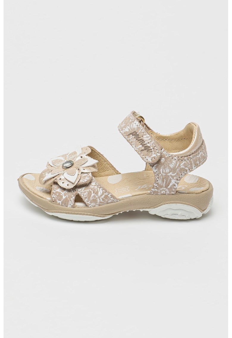 Sandale din piele intoarsa cu aplicatii florale