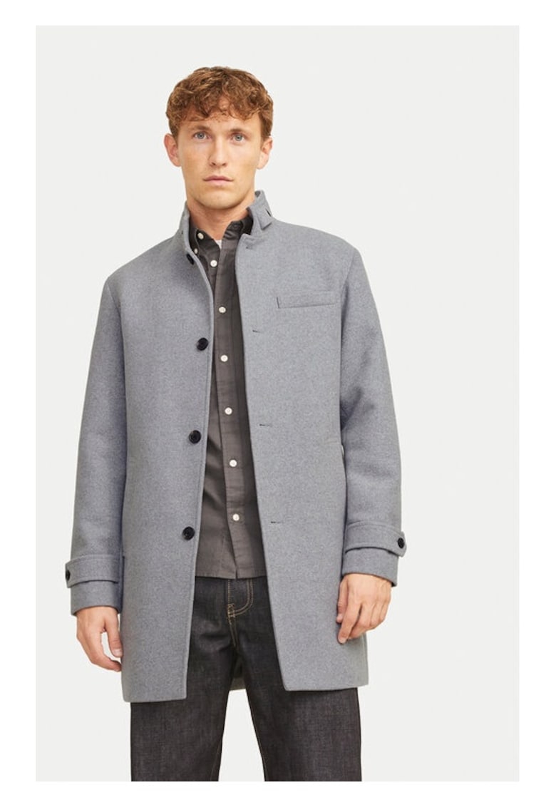 Palton barbati - Melton 12258672 - Gri - Poliester/Lana