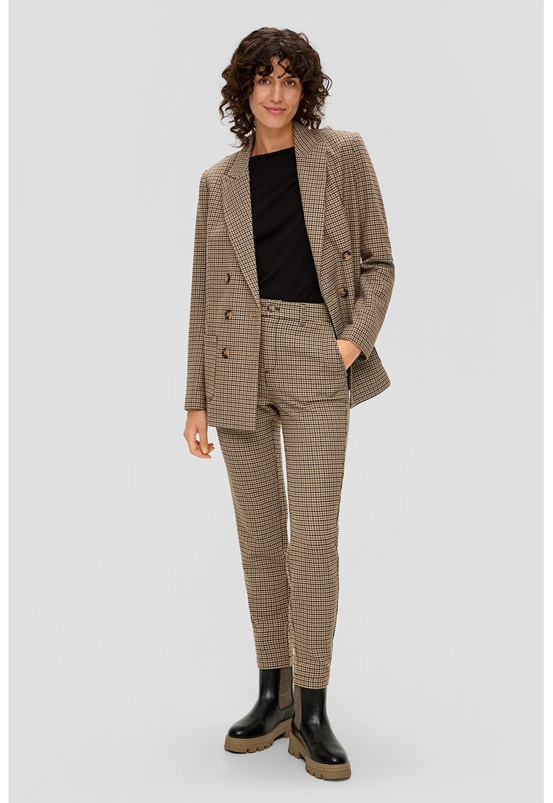 Pantaloni chino crop cu model in carouri