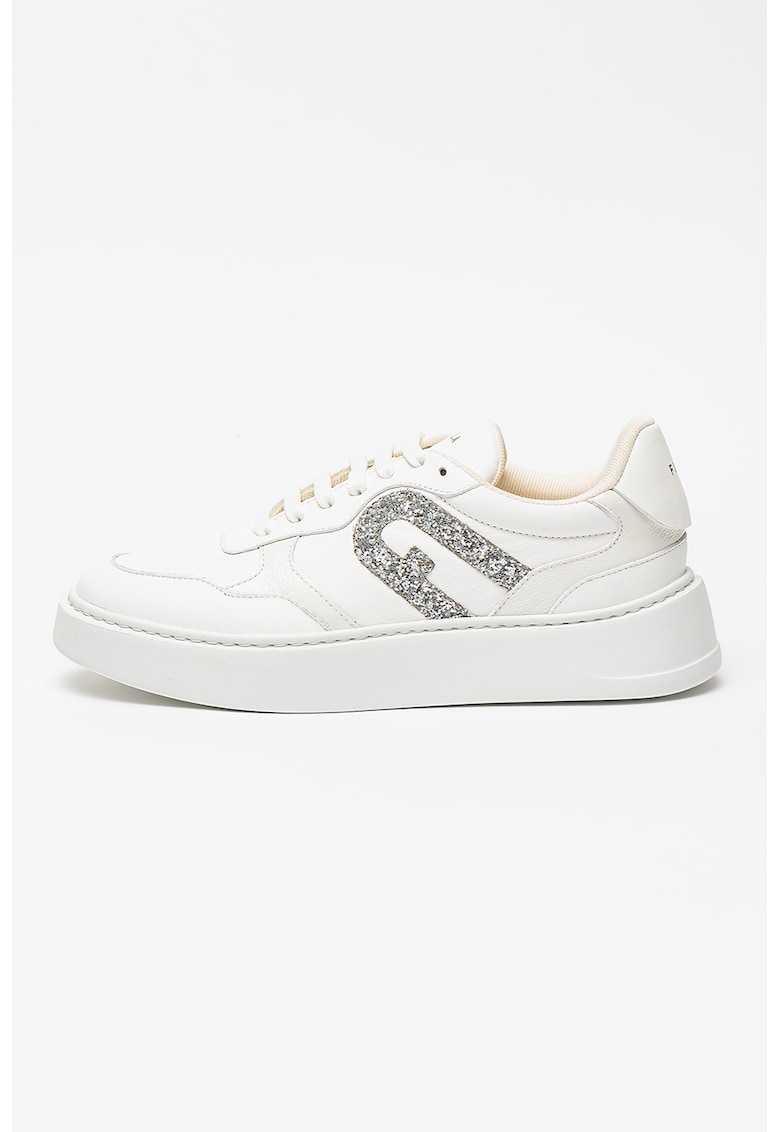 Pantofi sport din piele cu aplicatie cu paiete