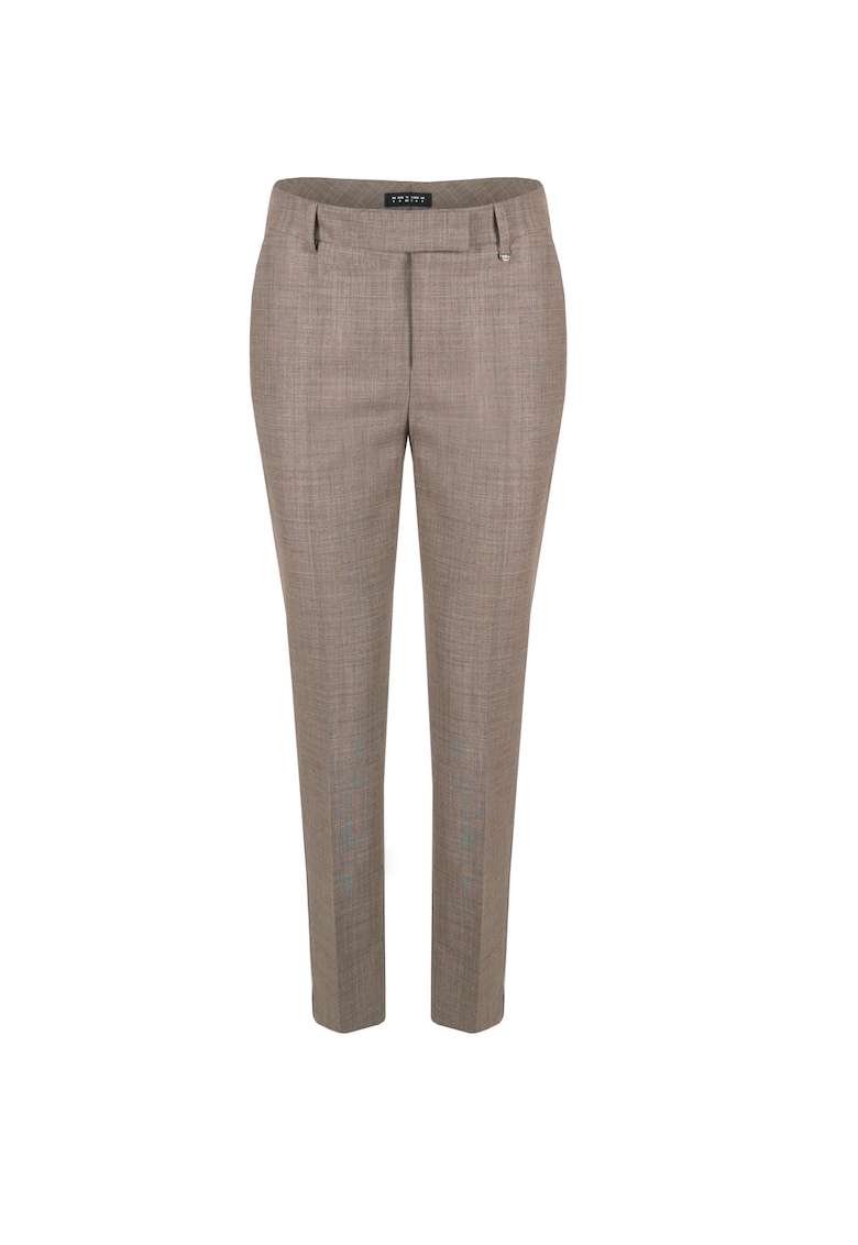 Pantaloni slim fit din amestec de lana virgina -  Bej inchis