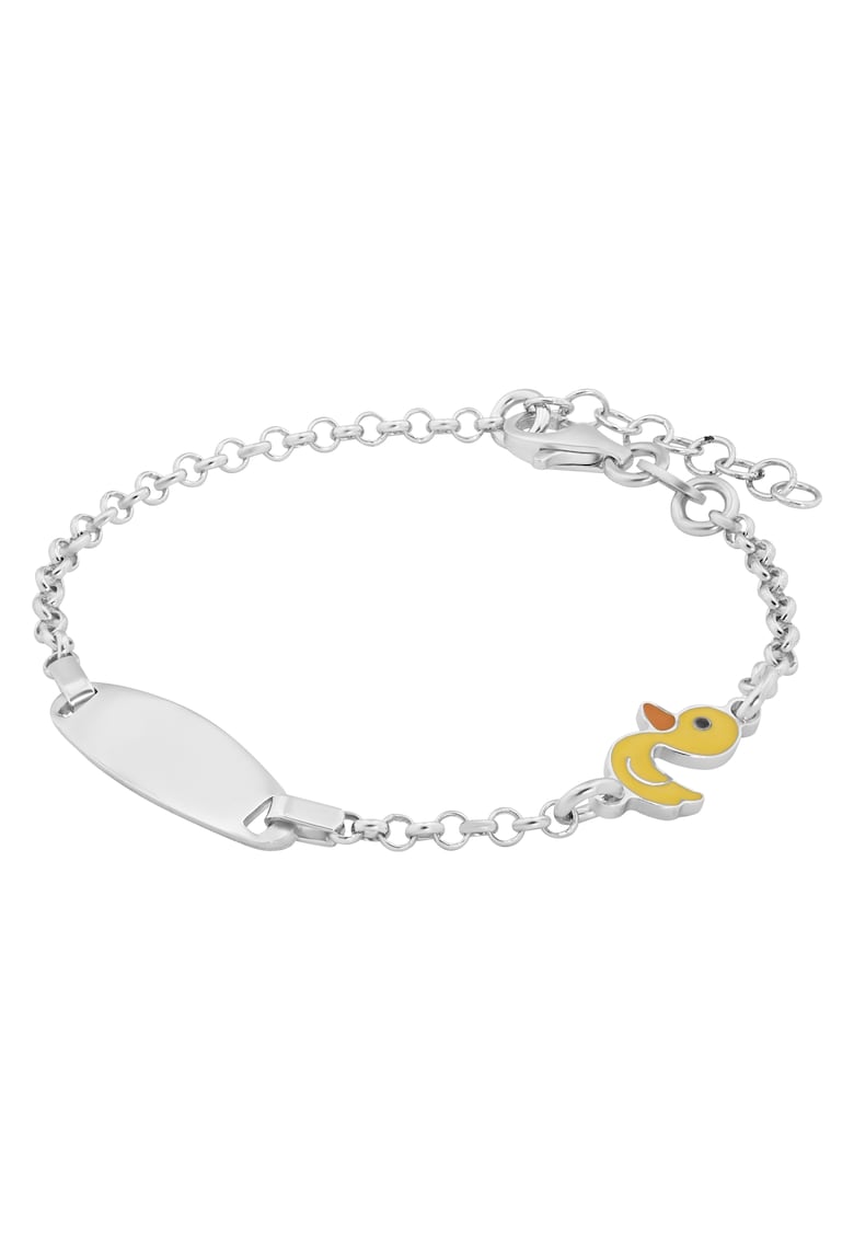 Bratara Pentru Copii cu Rata si Placuta din Argint 925 - Placata cu Rodiu si Email -