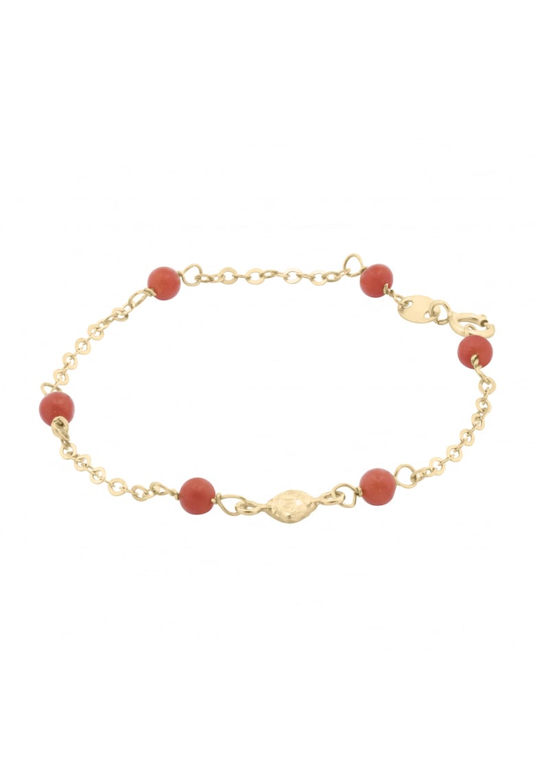 Bratara Pentru Copii cu Coral Natural din Aur 18 Kt - 0.9 g